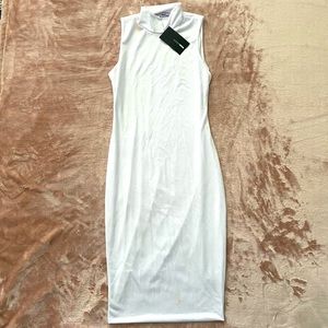 White Turtle Neck MIDI Dress